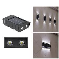 Lampă Solară de Perete LED – Design Pătrat cu Iluminare Decorativă Sus-Jos, Fără Cabluri, Rezistentă la Intemperii