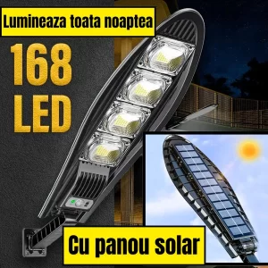 Lampă Stradală Solară 1200W, 65 cm – Iluminat Exterior Ultra-Puternic cu Senzor, Panou Fotovoltaic și Montaj Fără Cabluri