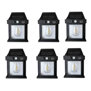 Lămpi Solare Retro cu LED SET 6 – Ambianță Clasică, Funcționare Solară, Senzor Mișcare și Instalare Instantă