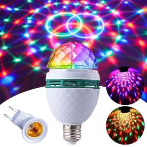 Bec Disco LED TwistLight™ – Rotativ Multicolor 3W, Soclu E27, cu Adaptor pentru Priză & Efecte 360° pentru Petreceri