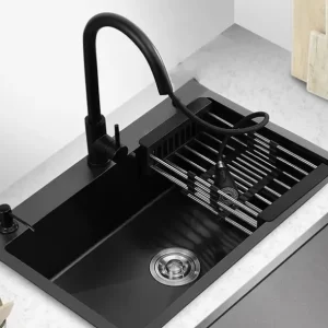 Set Chiuvetă Multifuncțională Premium cu Baterie Tip Lebădă – Design Elegant, Funcții Smart & Accesorii Incluse pentru Bucătării Moderne