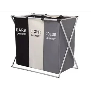 🧺 Coș de Rufe TriSort™ cu 3 Compartimente – Organizare Inteligentă & Design Modern – 68x38x60 cm