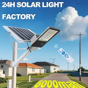 Lampă Solară LED 6000 mAh cu Telecomandă – Iluminare Inteligentă și Rezistentă pentru Exterior