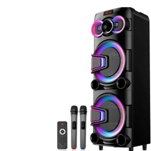 Boxa portabila 700 W cu 2 difuzoare de 10”, lumini RGB, Bluetooth, microfoane wireless si intrari instrumente