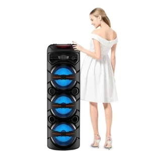 Boxa portabilă cu 3 difuzoare, Bluetooth 5.0, lumini LED și microfon wireless – sunet puternic pentru petreceri