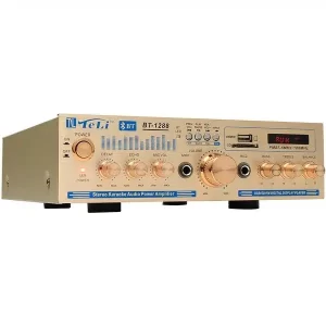 Amplificator audio BT1288 Bluetooth cu 100 W, Redare USB/SD, 2 Intrări Microfon pentru Karaoke și Sunet Stereo
