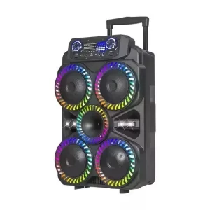 Boxă portabilă Kolav 8 cu Bluetooth & TWS, lumini LED, microfon wireless și troliu – ideală pentru petreceri și karaoke